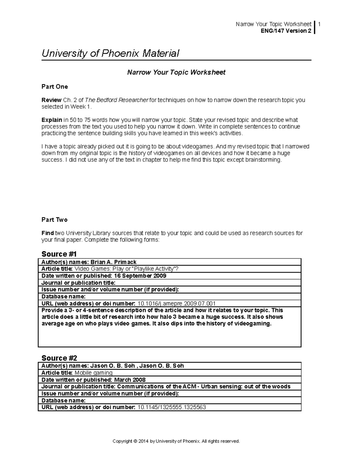 narrowing research topic worksheet