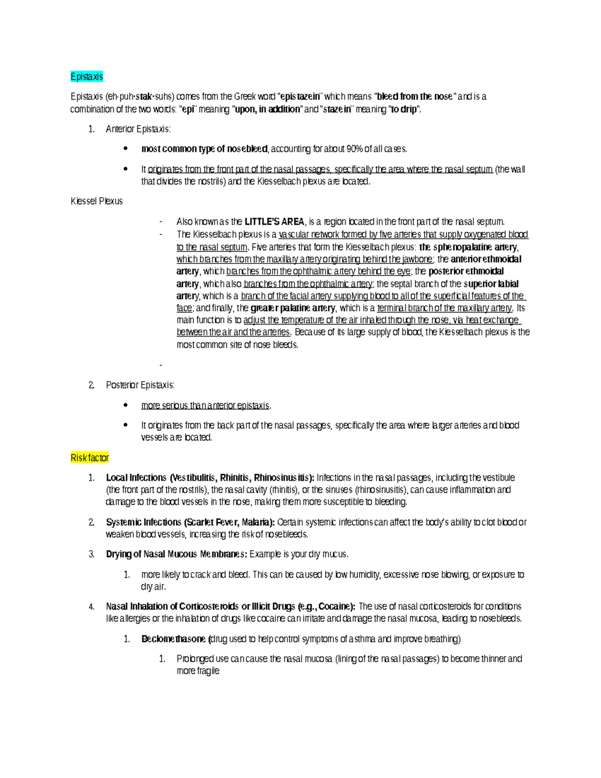 Script - essay - Epistaxis Epistaxis (eh·puh·stak·suhs) comes from the ...