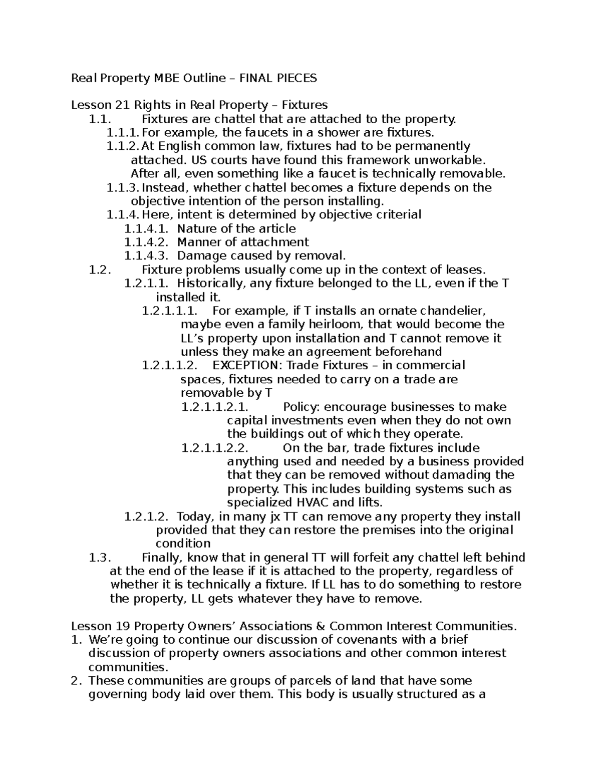 real property essay outline