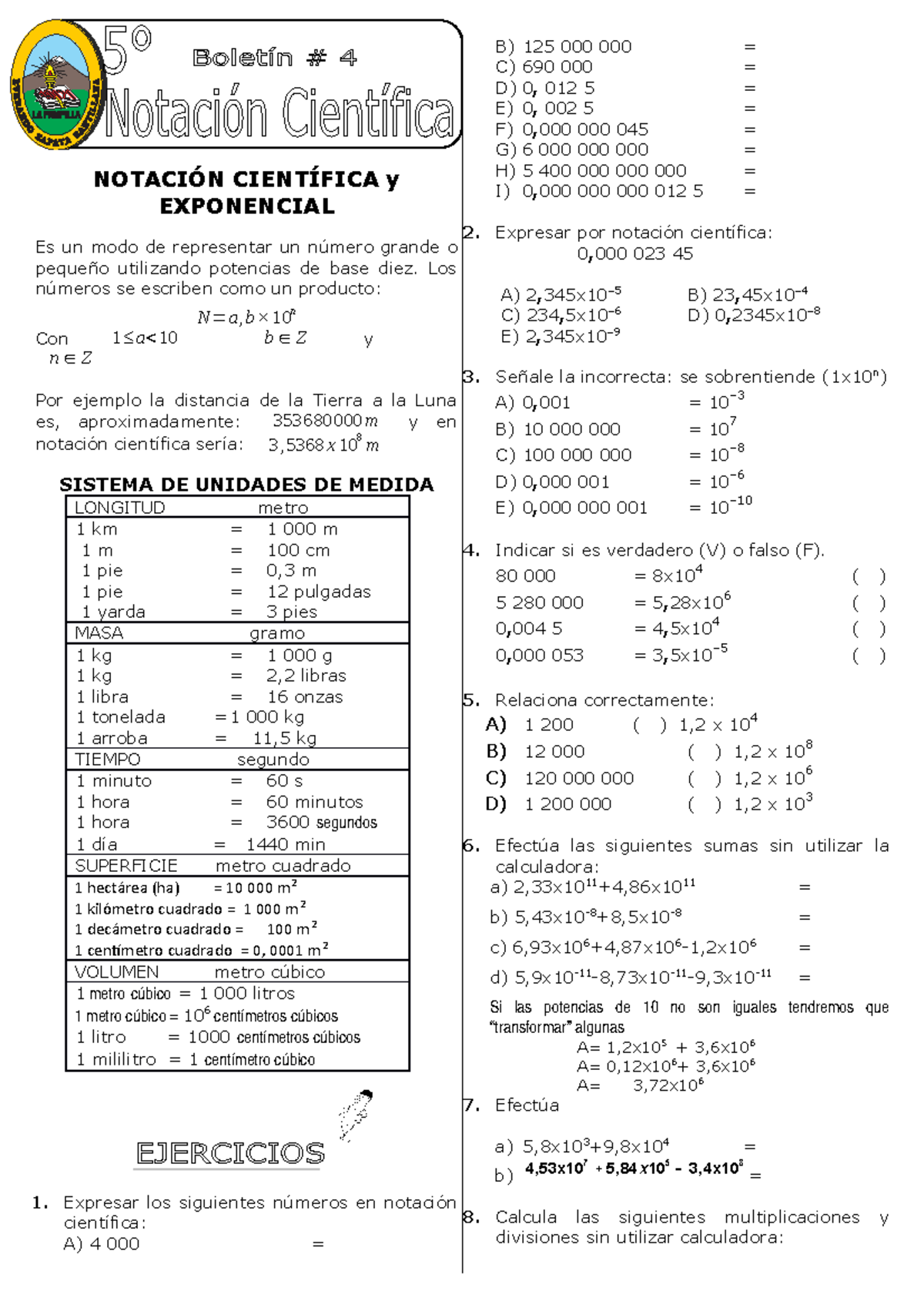 Notacion cientifica educacion secundaria 2019 NOTACIÓN CIENTÍFICA y