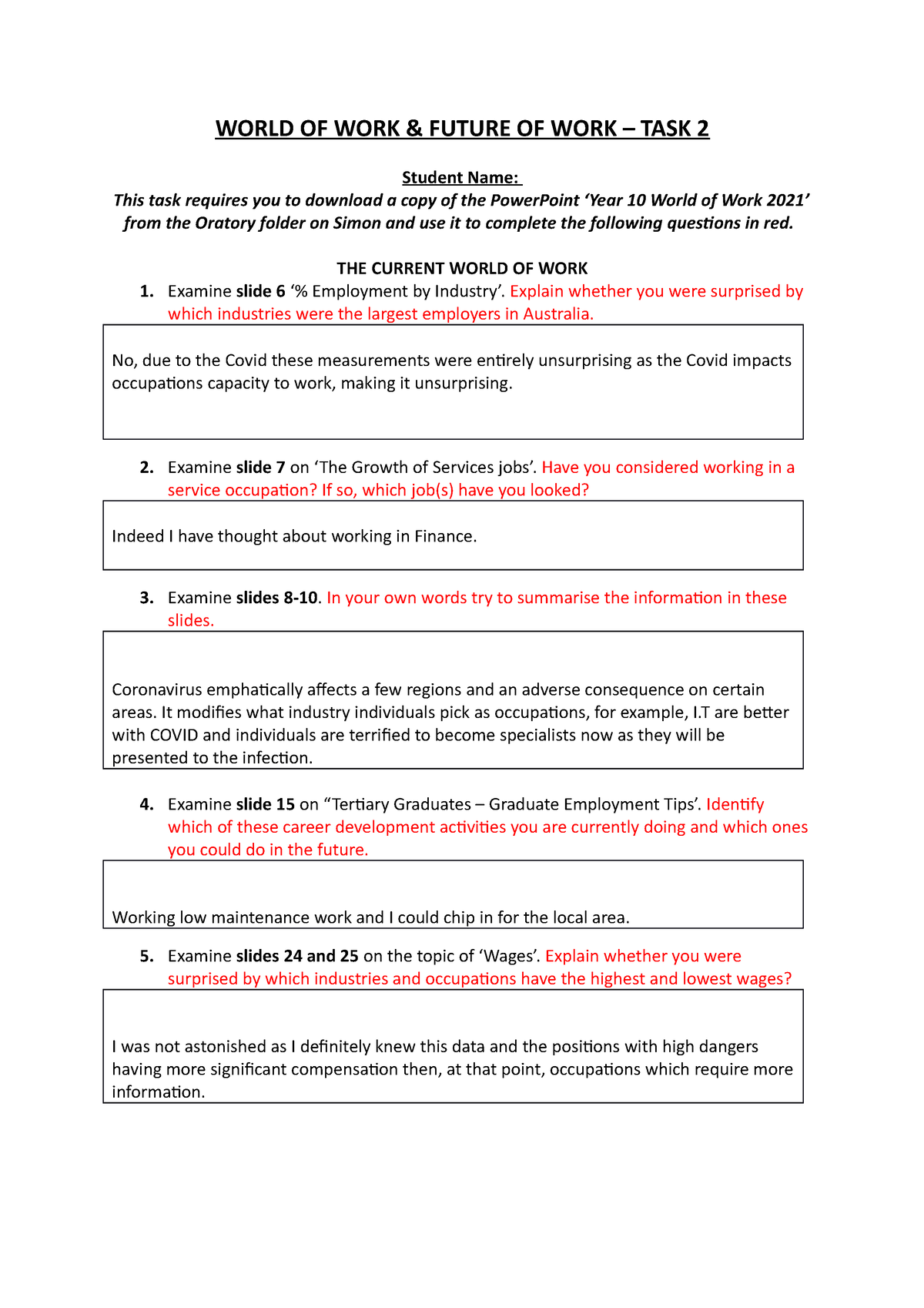 essay topics world of work