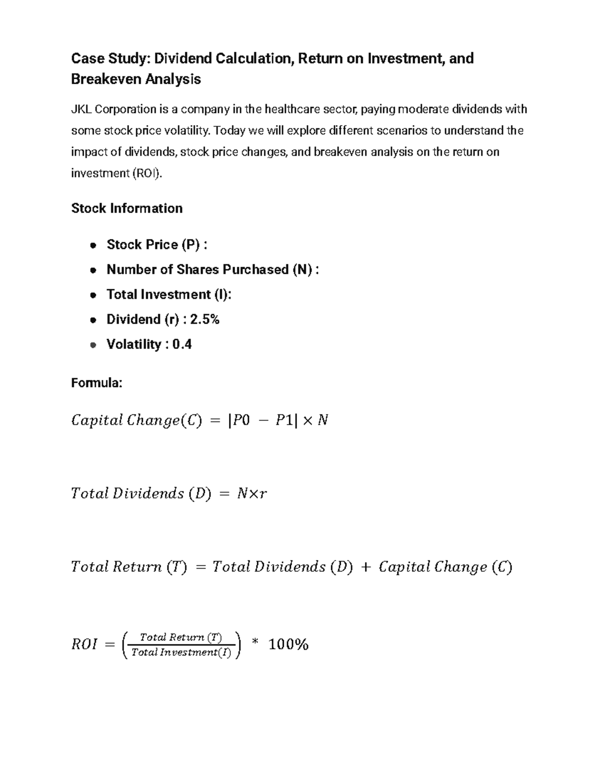 D5 Case Study Stock - Google Docs - Case Study: Dividend Calculation ...