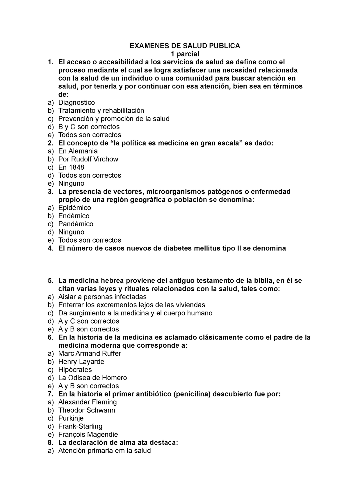 Examen Salud Publica Examenes De Salud Publica 1 Parcial El Acceso O Accesibilidad A Los 8131