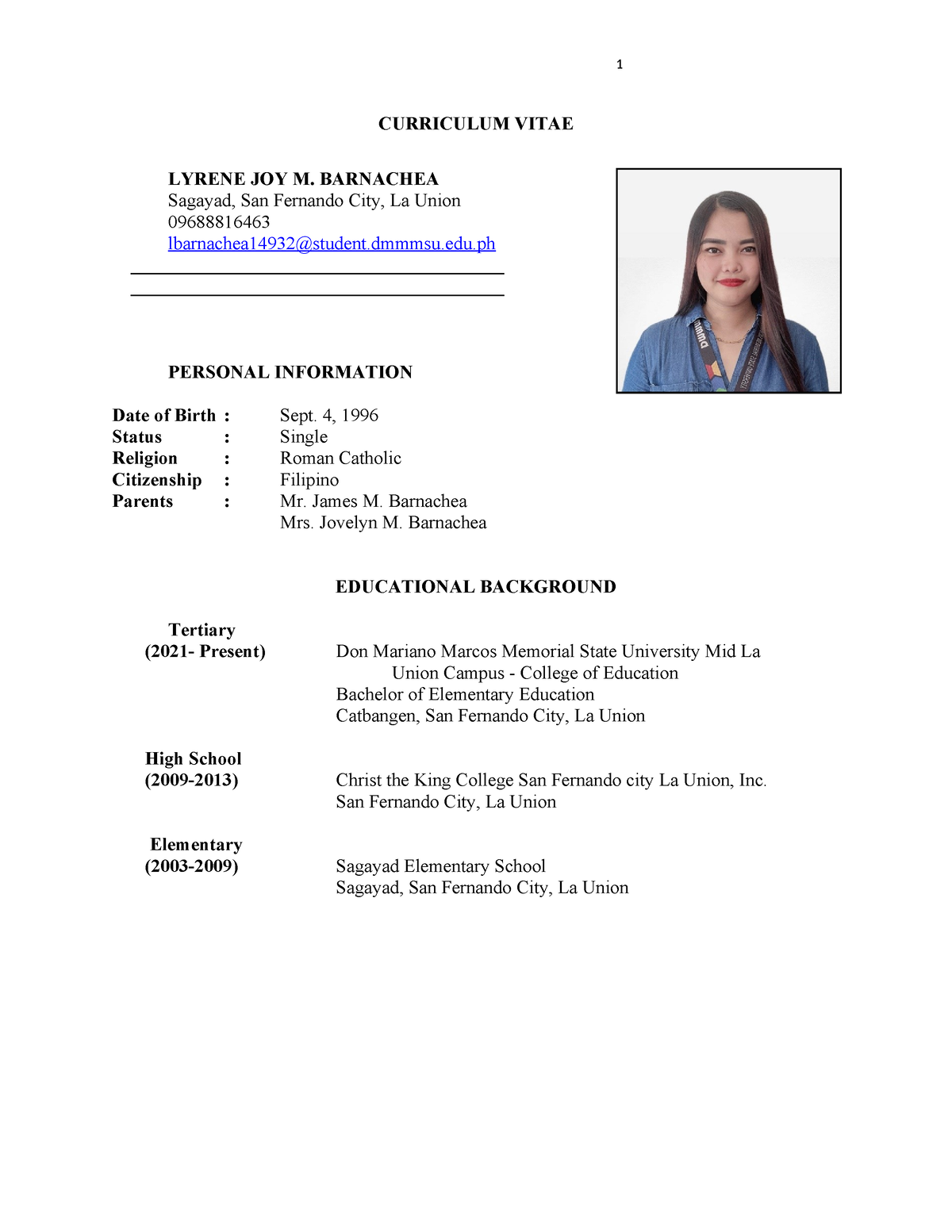 Inbound 4781949135551899306 - CURRICULUM VITAE LYRENE JOY M. BARNACHEA ...