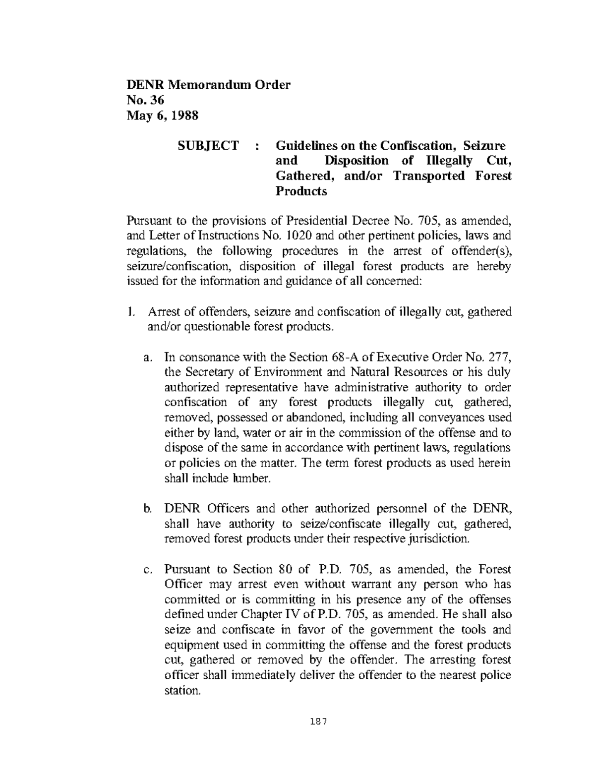 Guidelines on Confiscation, Seizure and Disposition of Illegally Cut ...