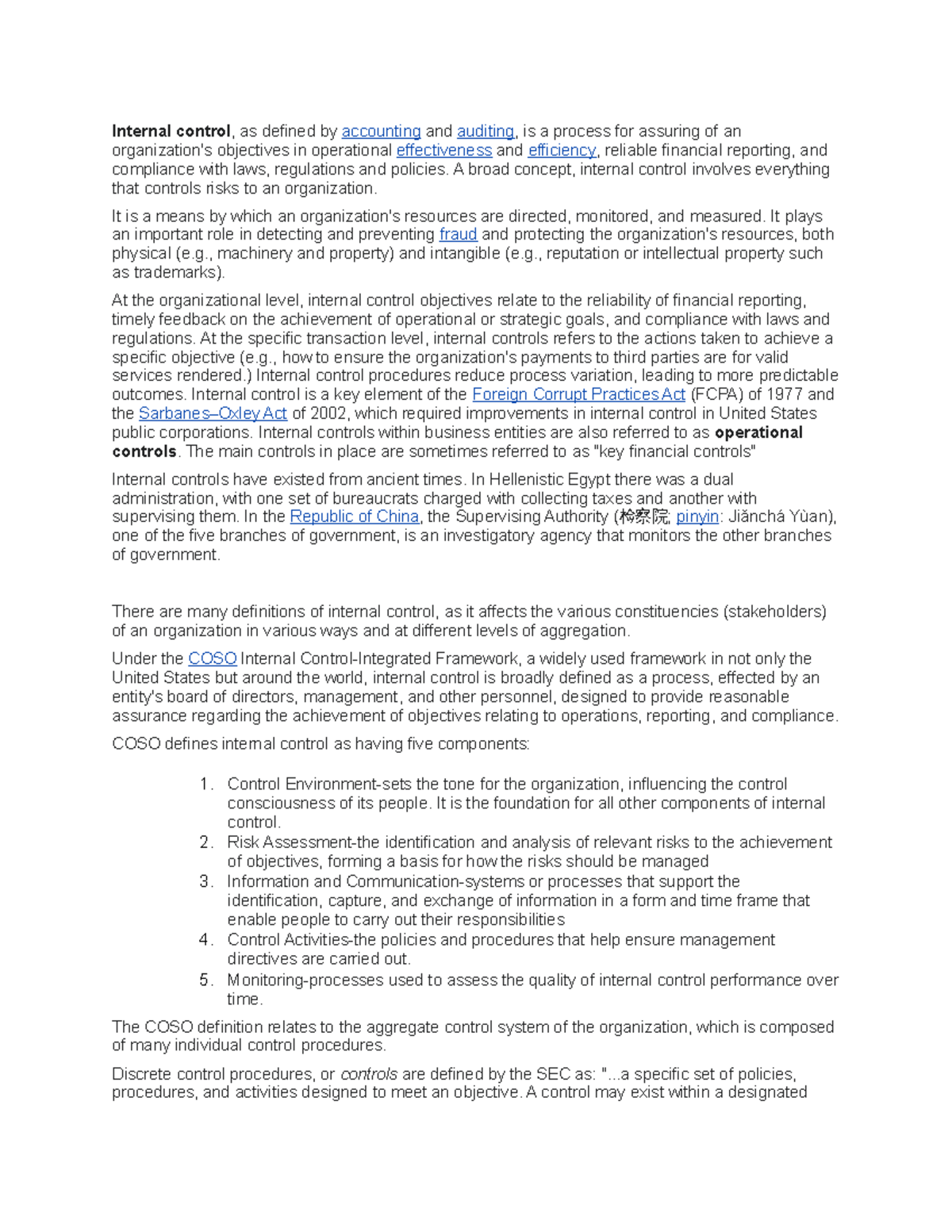 Internal control draft - Accounting information system - Studocu