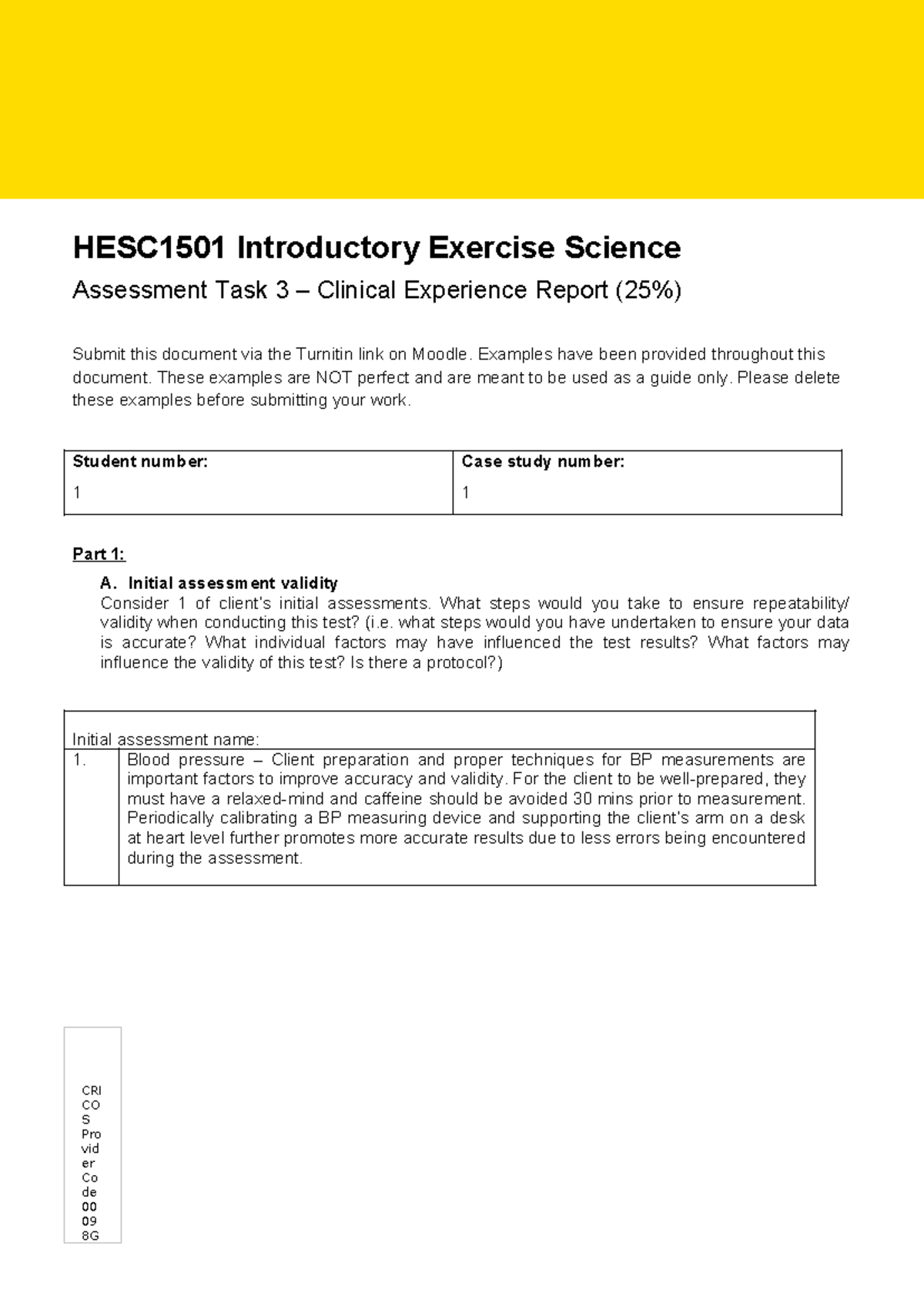 Clinical Experience Report 2022 - Examples have been provided ...