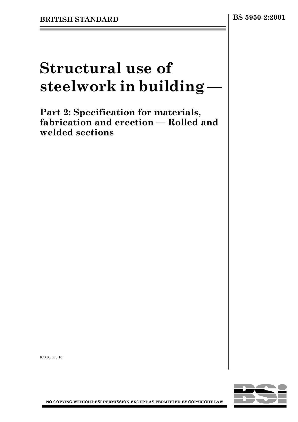 23. BS 5950 Pt2 2001 Steelwork Specification - BRITISH STANDARD BS 5950 ...