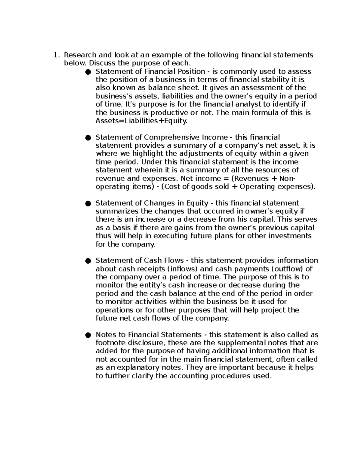 Activity 2 - FS - Statement of Financial Position Statement of ...