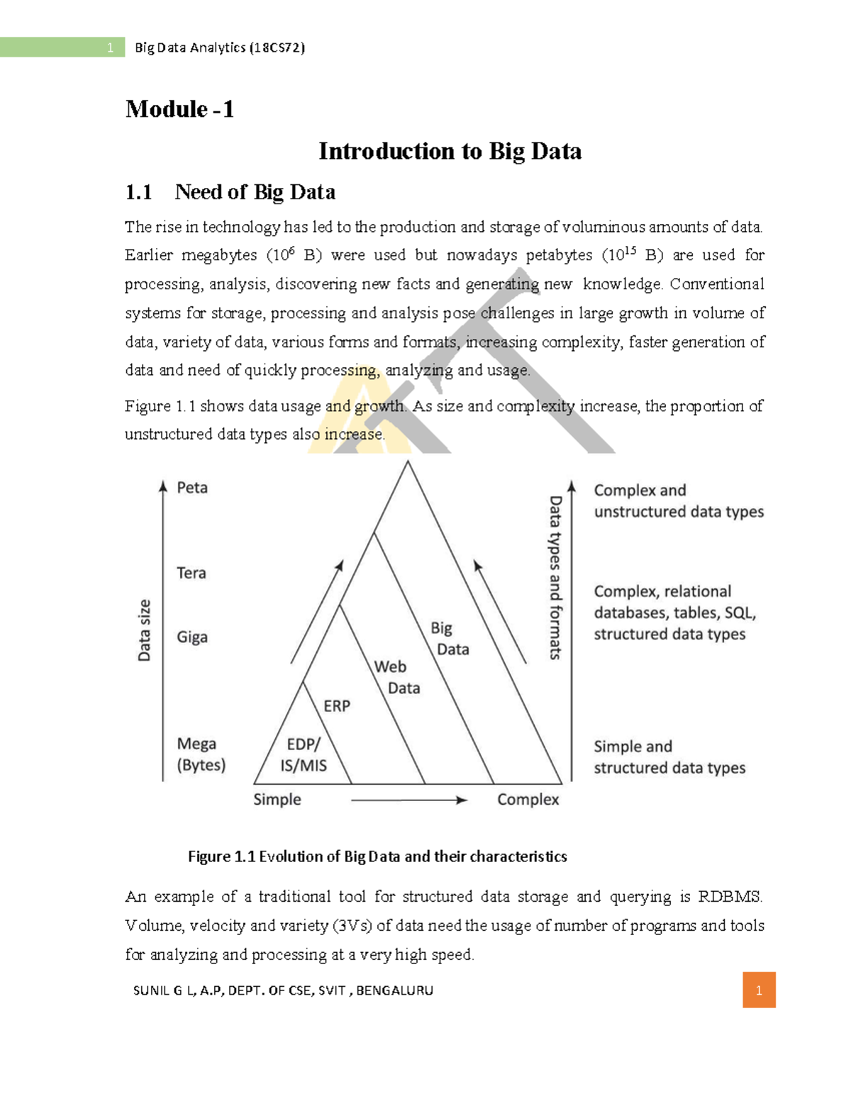 BDA Mod1@Az Documents - Module - Introduction to Big Data 1 Need of Big ...