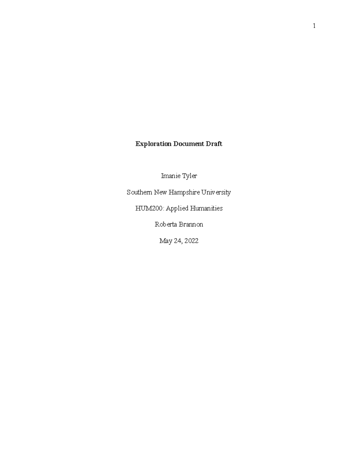 Rough Draft - work - Exploration Document Draft Imanie Tyler Southern ...