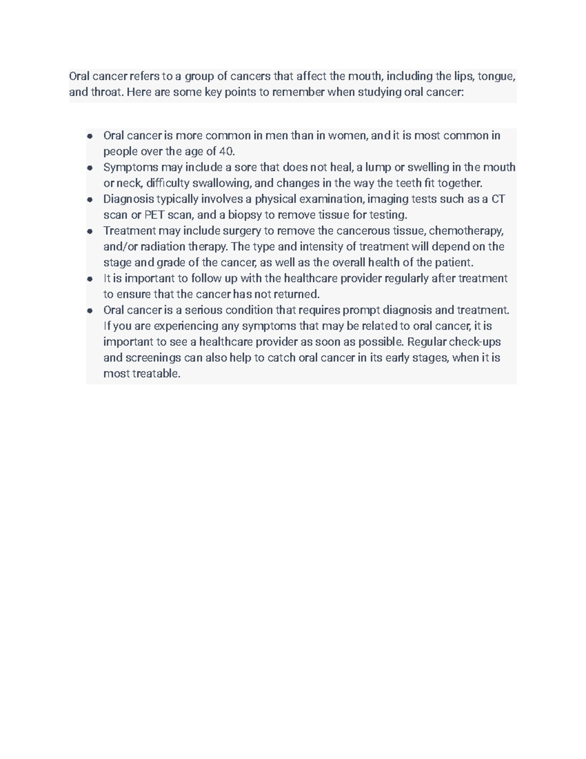 Oral Cancer study guide - Oral cancer refers to a group of cancers that ...