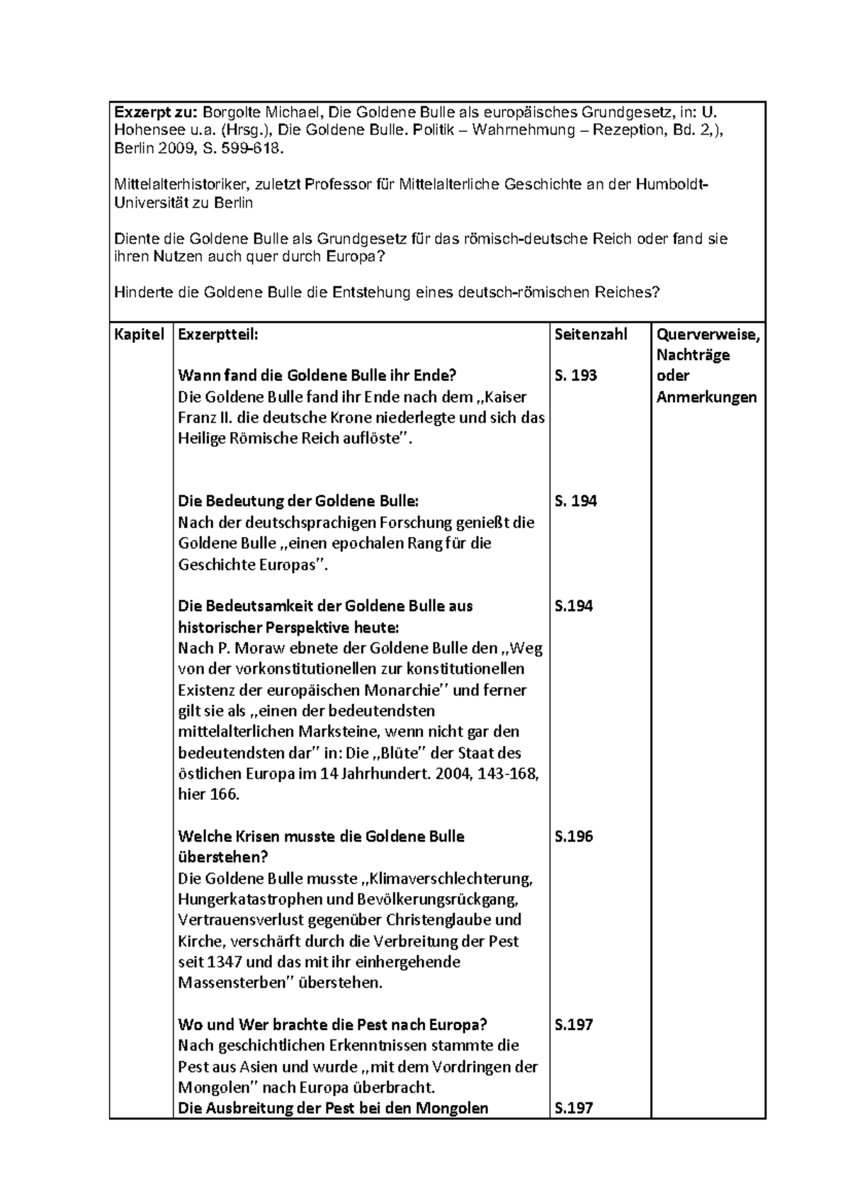 Exzerpt Michael Exzerpt zu Michael, Die Goldene