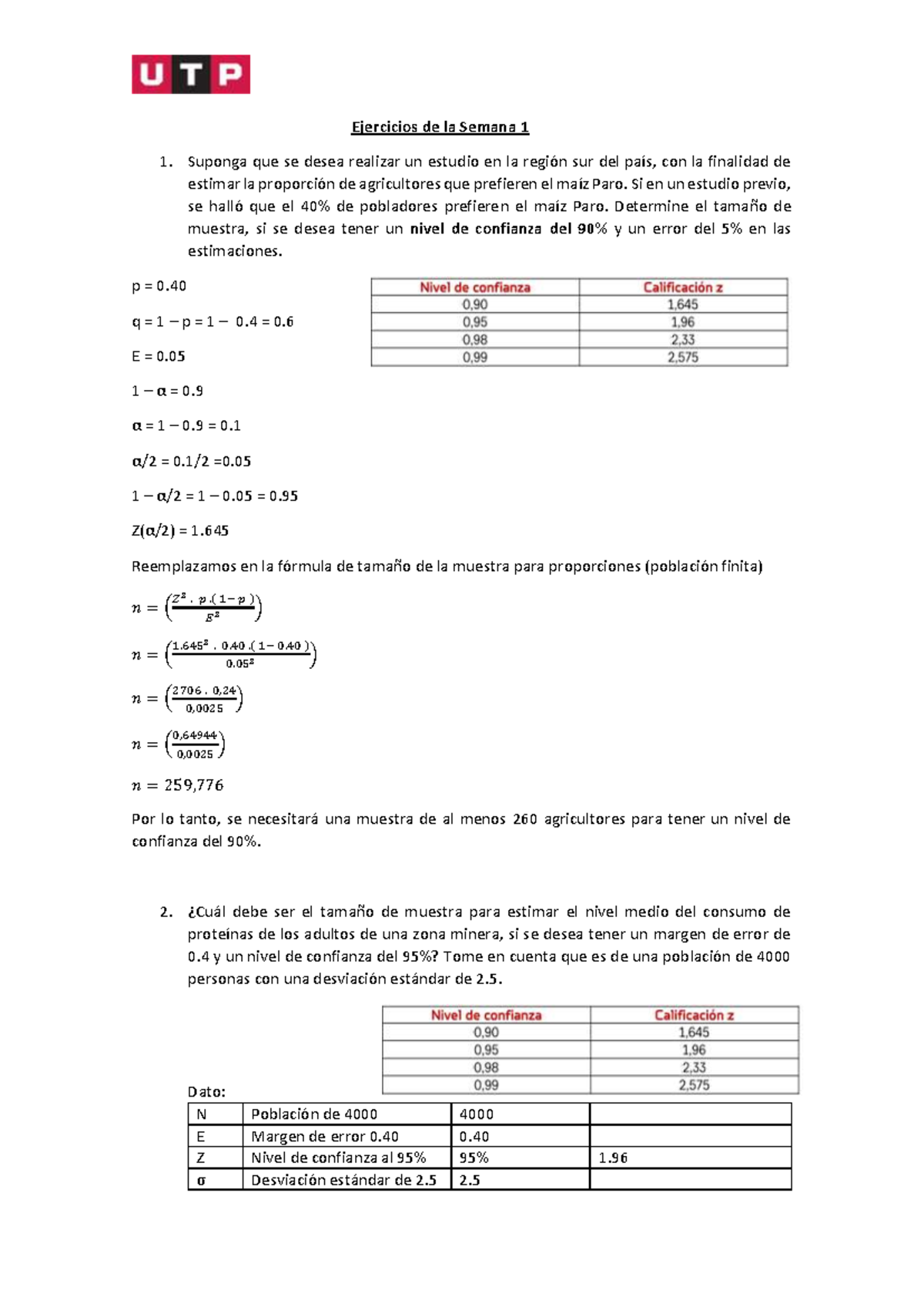 Ejercicios+sema Lkmkfd - Ejercicios de la Semana 1 1. Suponga que se ...