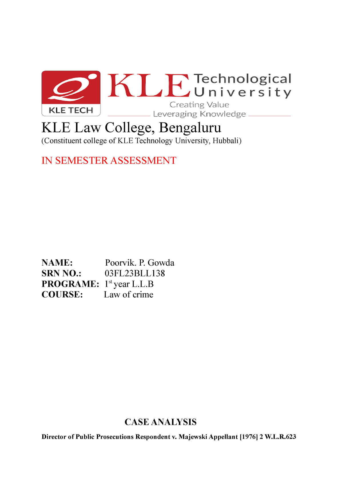 kle law college research paper