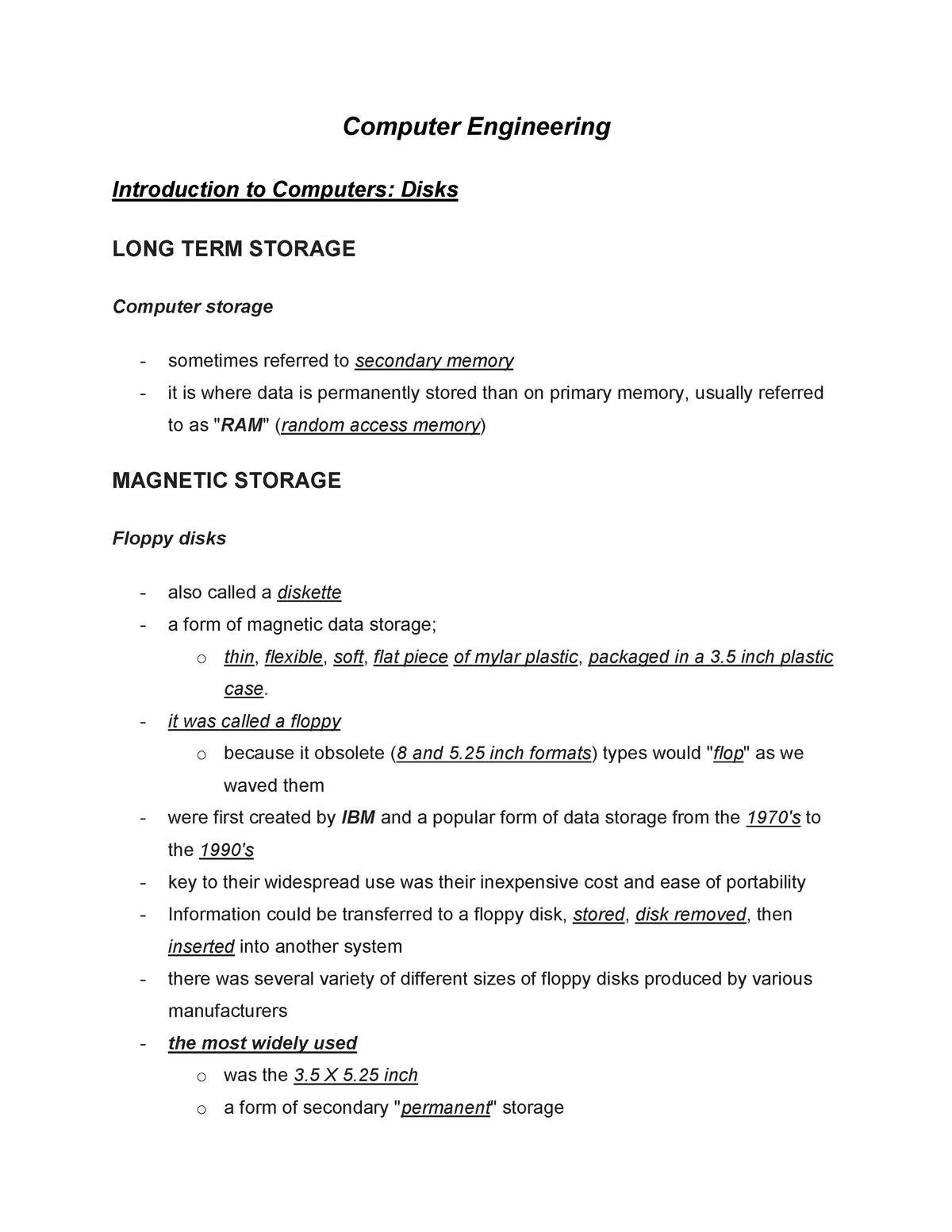 Introduction To Computers: Disks - Computer Engineering Introduction To ...