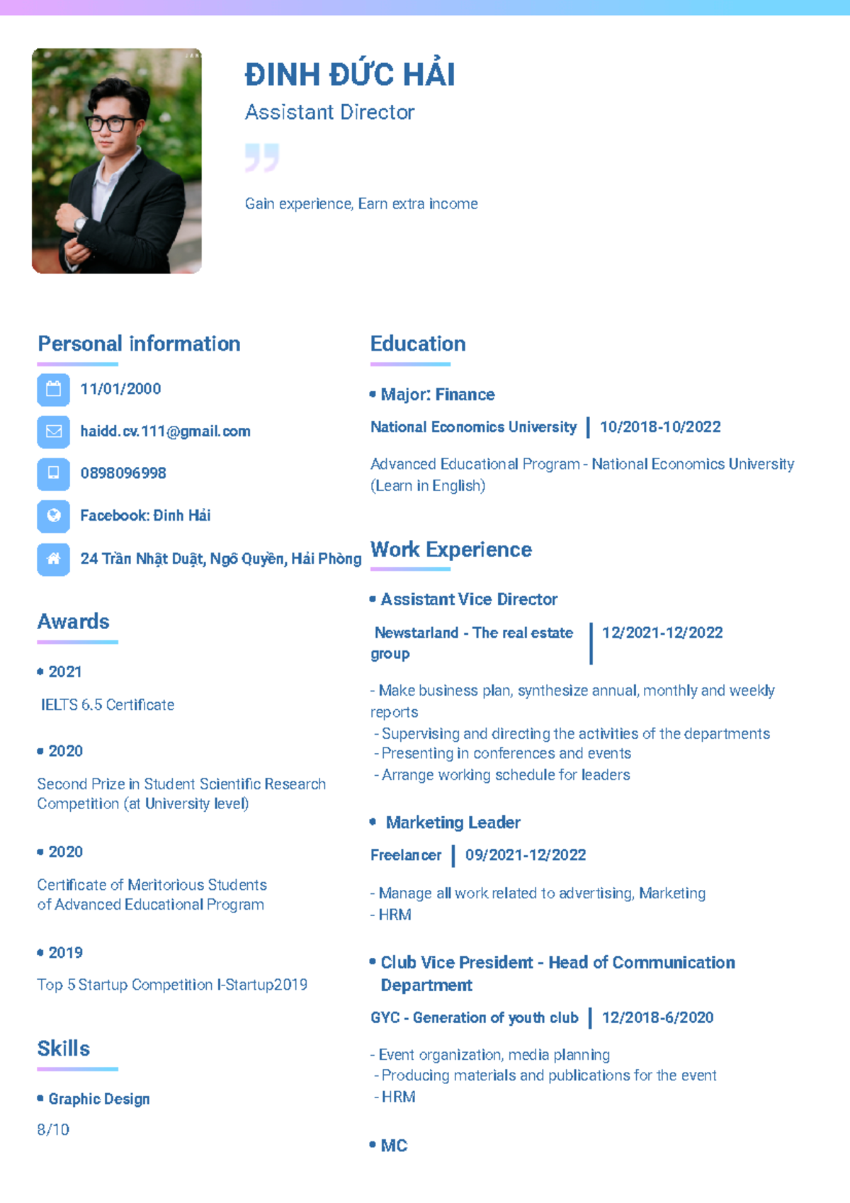 Dinh Duc Hai Top CV - good for student - ĐINH ĐỨC HẢI Assistant ...