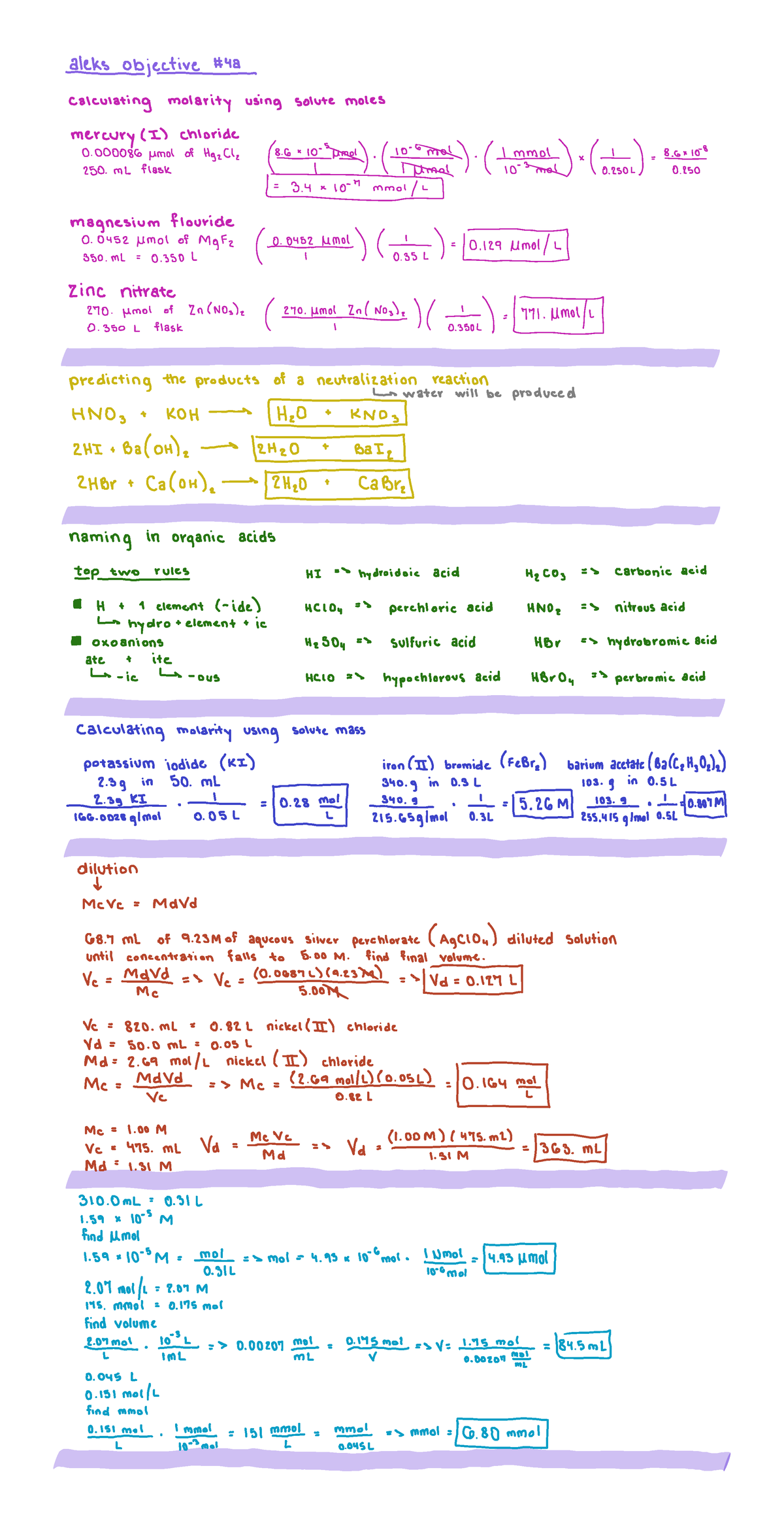 chemistry aleks problems objective 4a - aleks objective #Ya calculating