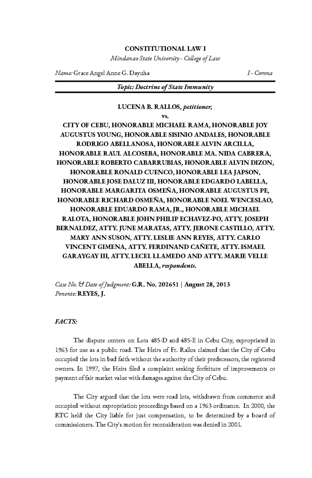 2. Rallos vs. City of Cebu by Dayuha - CONSTITUTIONAL LAW I Mindanao ...