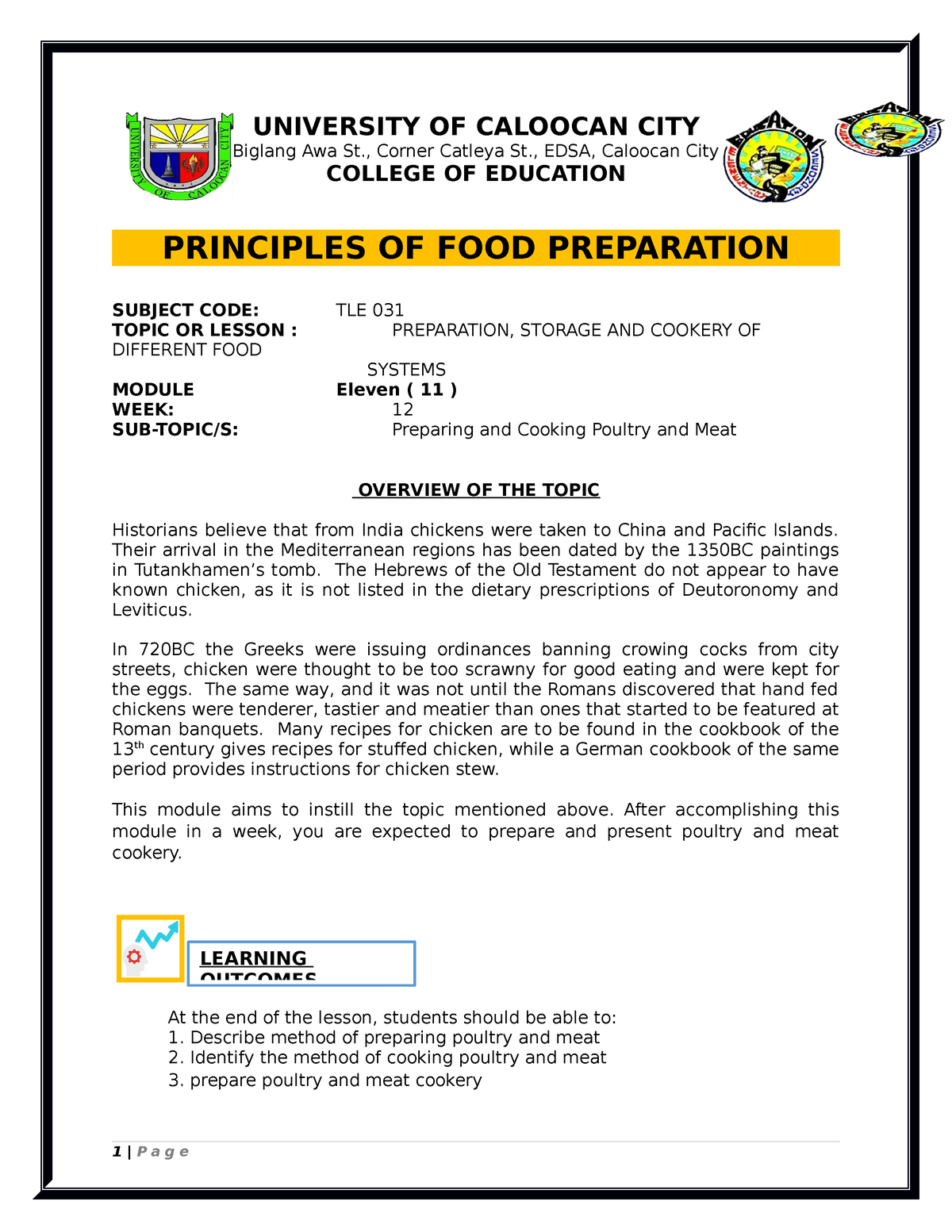 TLE 031 Module 11 PROF S COPY - UNIVERSITY OF CALOOCAN CITY Biglang Awa ...