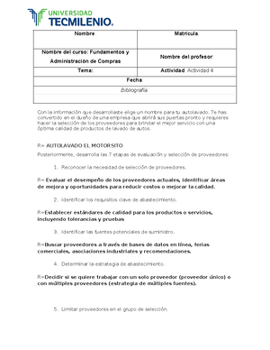 Actividad 12 fundamentos admi - Nombre: Matrícula: Nombre del curso ...