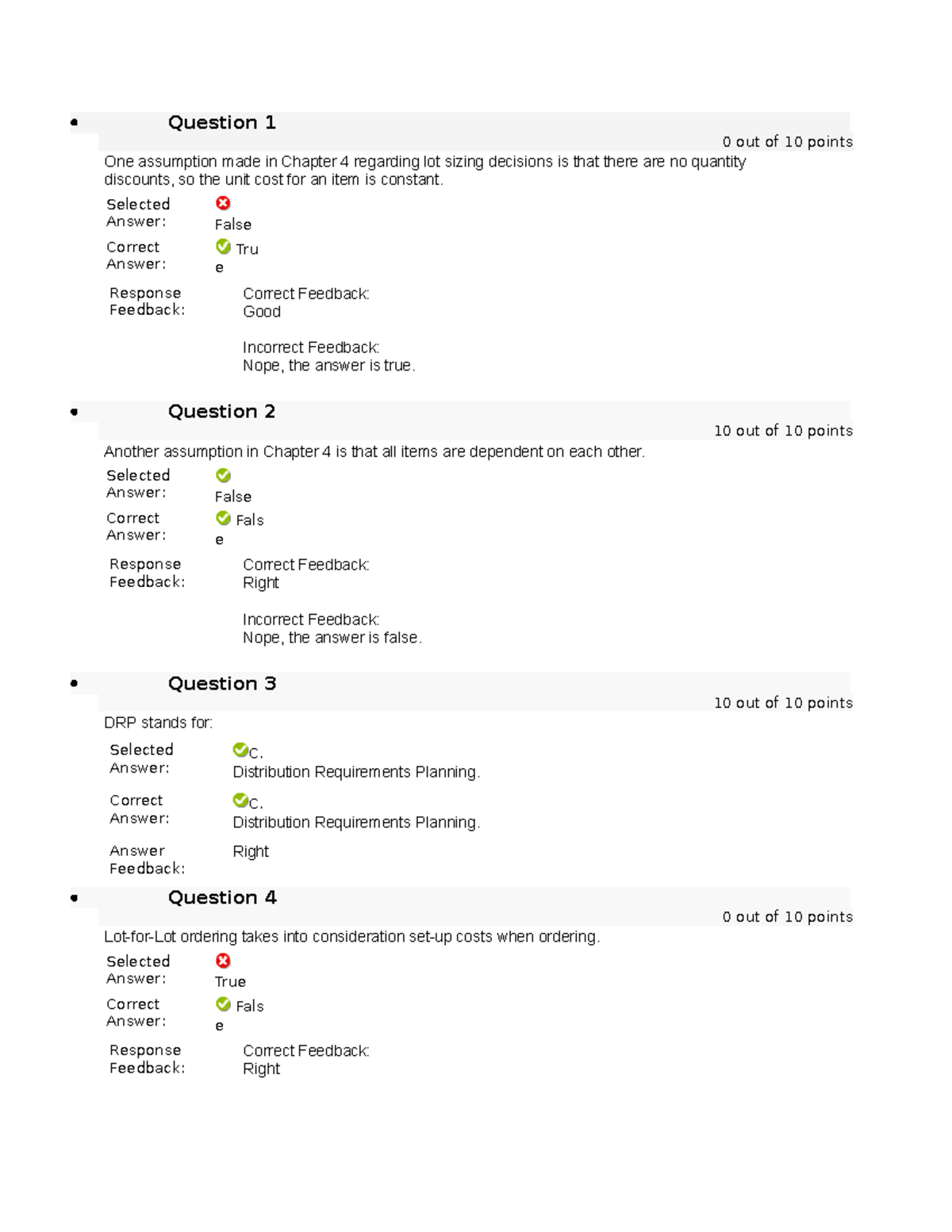 SCMA 1001 Chapter 4 Test - Question 1 0 Out Of 10 Points One Assumption ...