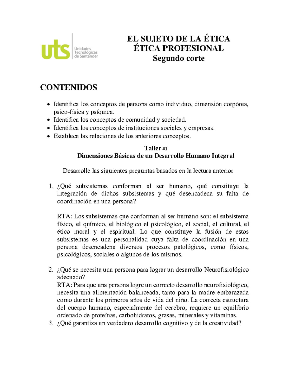 LA Etica Profesional - La ética. - EL SUJETO DE LA ÉTICA ÉTICA ...