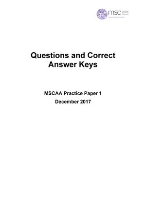 MBCh B 3 Exemplar Paper 2 With Answers - 1 Continued Overleaf MBChB ...