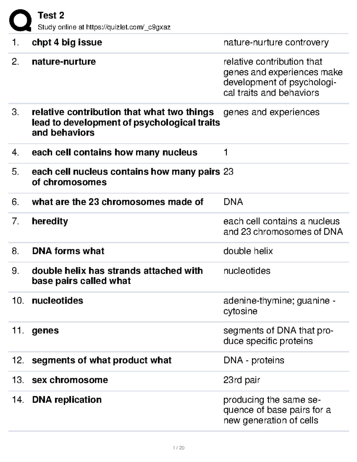 Personal (private) Quizlet study material for Test 2 Study online at