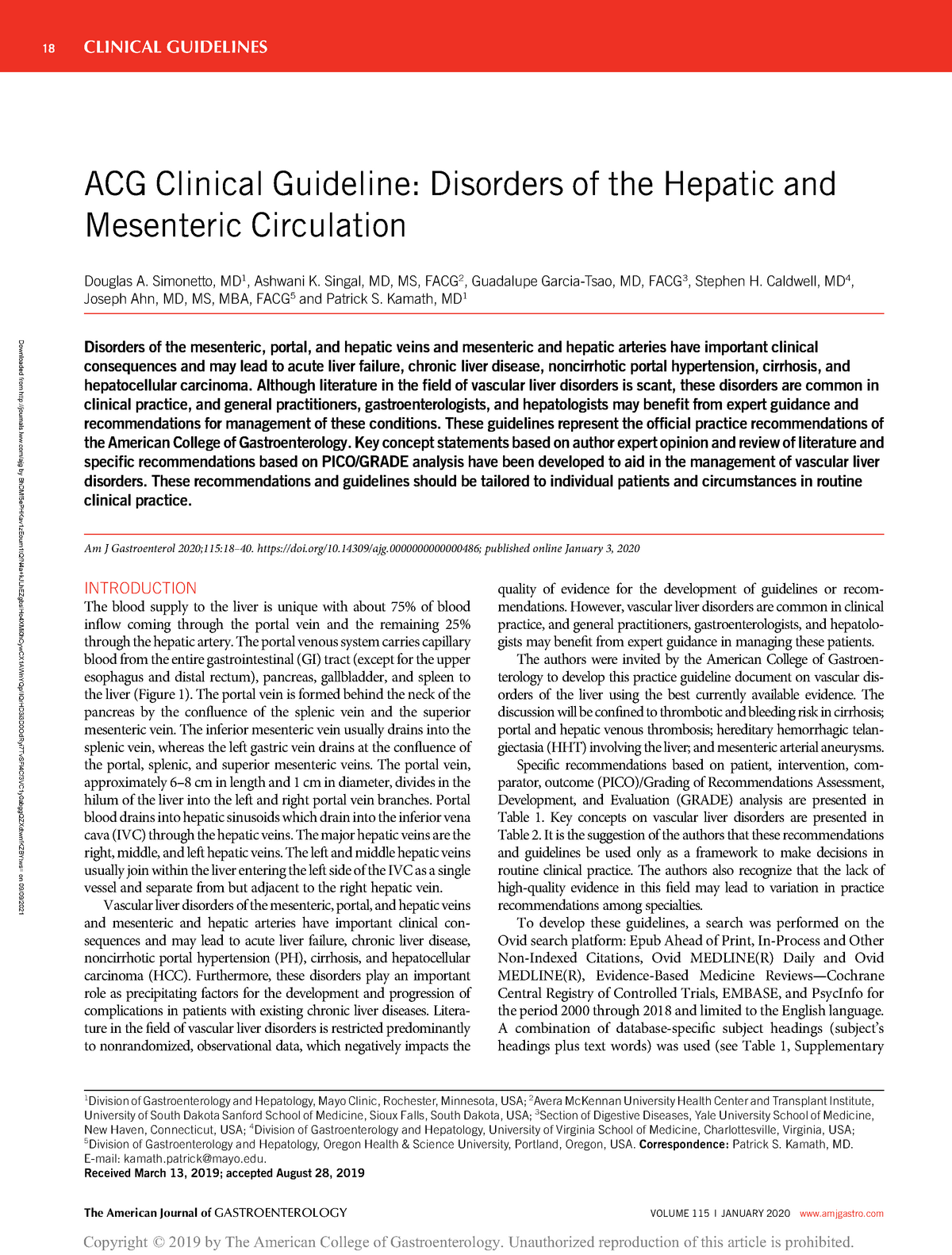 ACG Clinical Guideline Disorders Of The Hepatic - Downloaded From ...