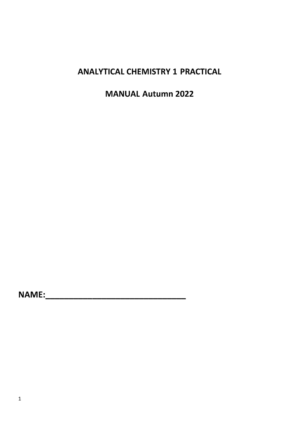 Analytical Chemistry Practical Manual - ANALYTICAL CHEMISTRY 1 ...