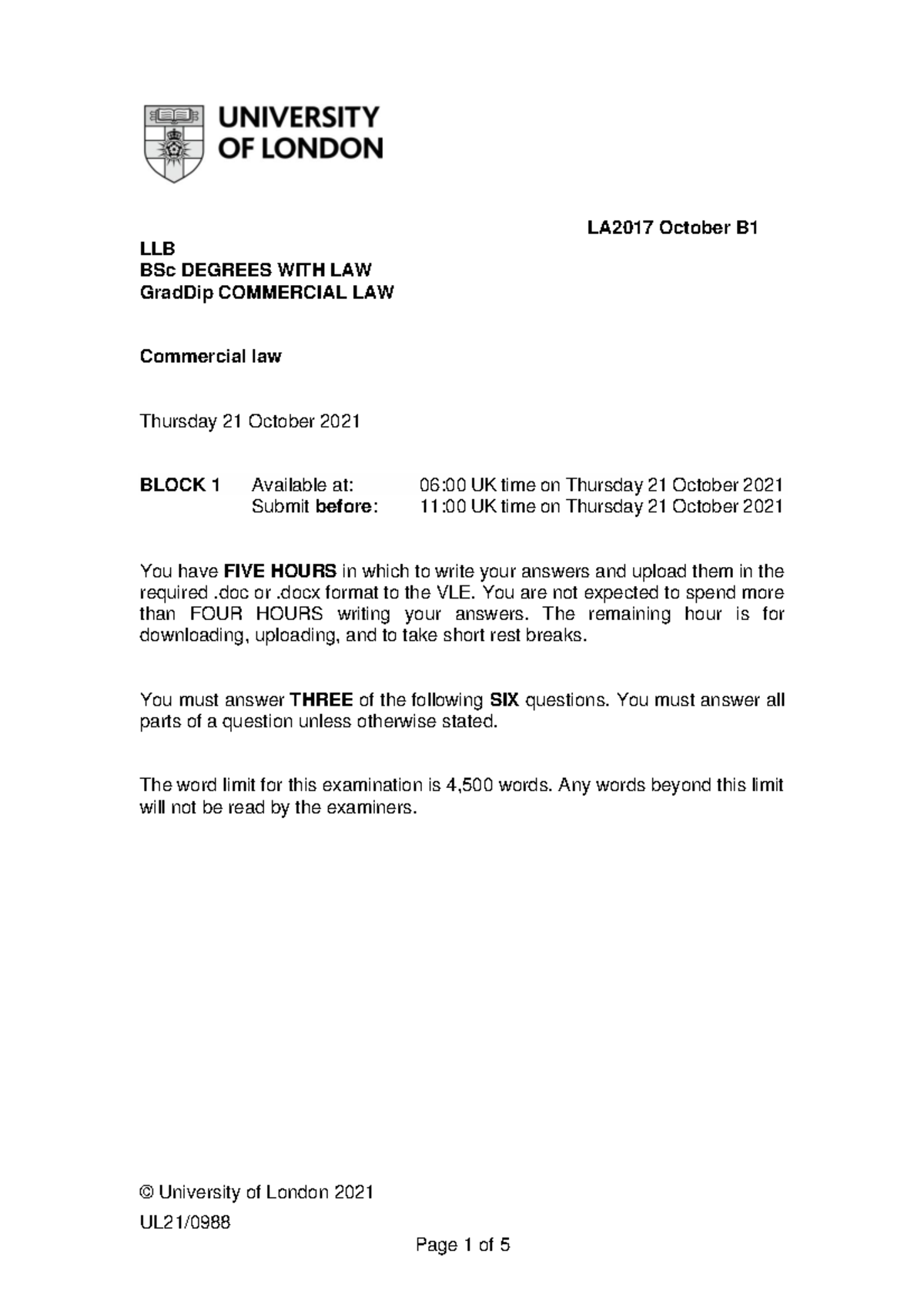 Oct 2021 A This Is The Exam Paper For The Academic Year 2021 2022 For