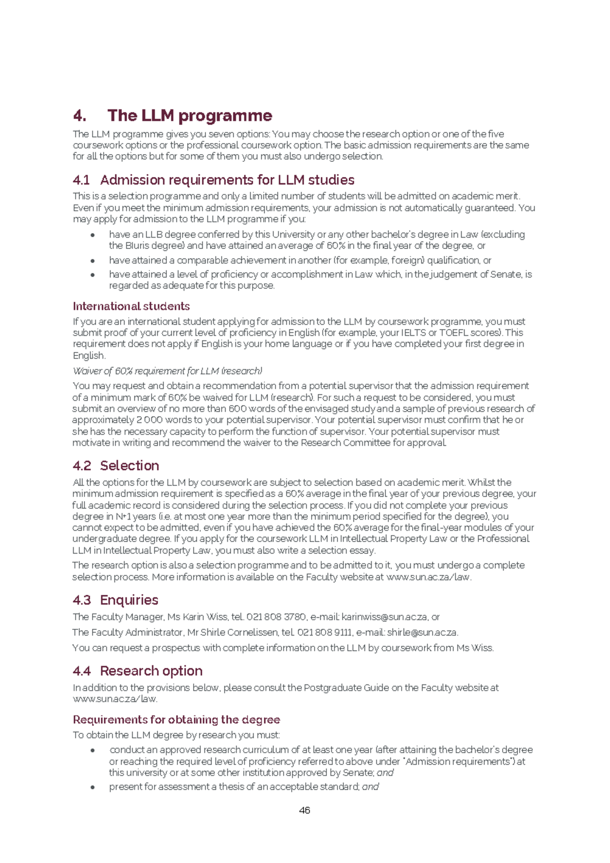 The LLM programme (stellenbosch) - 4. The LLM programme The LLM ...