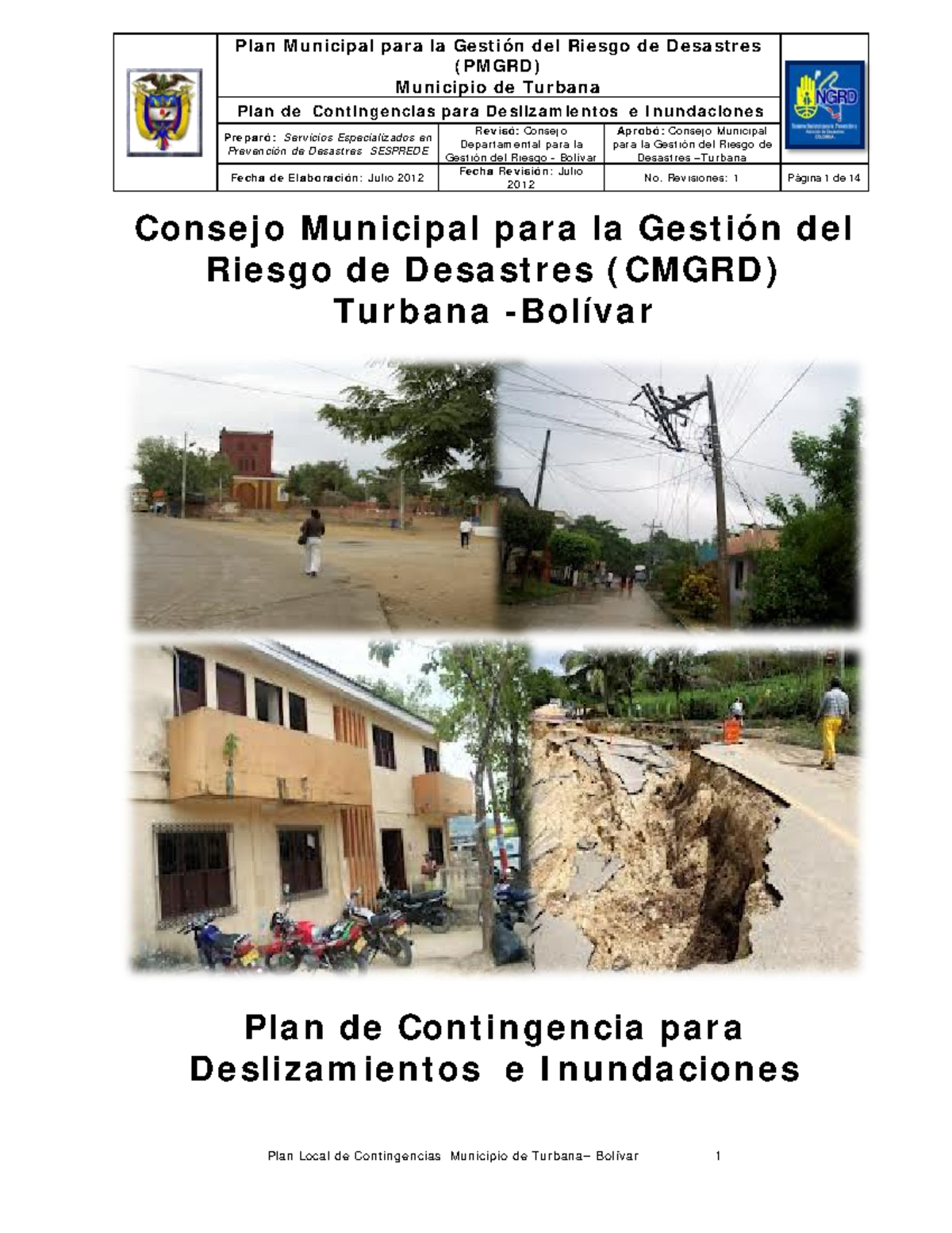 Plan De Contingencia Turbana - (PMGRD) Municipio De Turbana Plan De ...