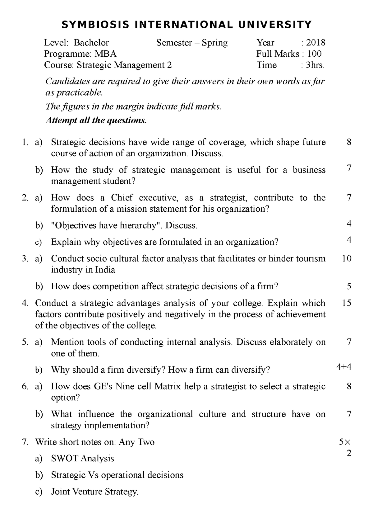 strategic management bachelor thesis topics