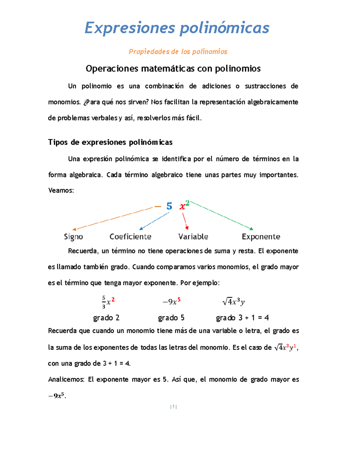 14522009 73302 Expresiones Polinómicas Propiedades De Los Polinomios Operaciones Matemáticas 8882