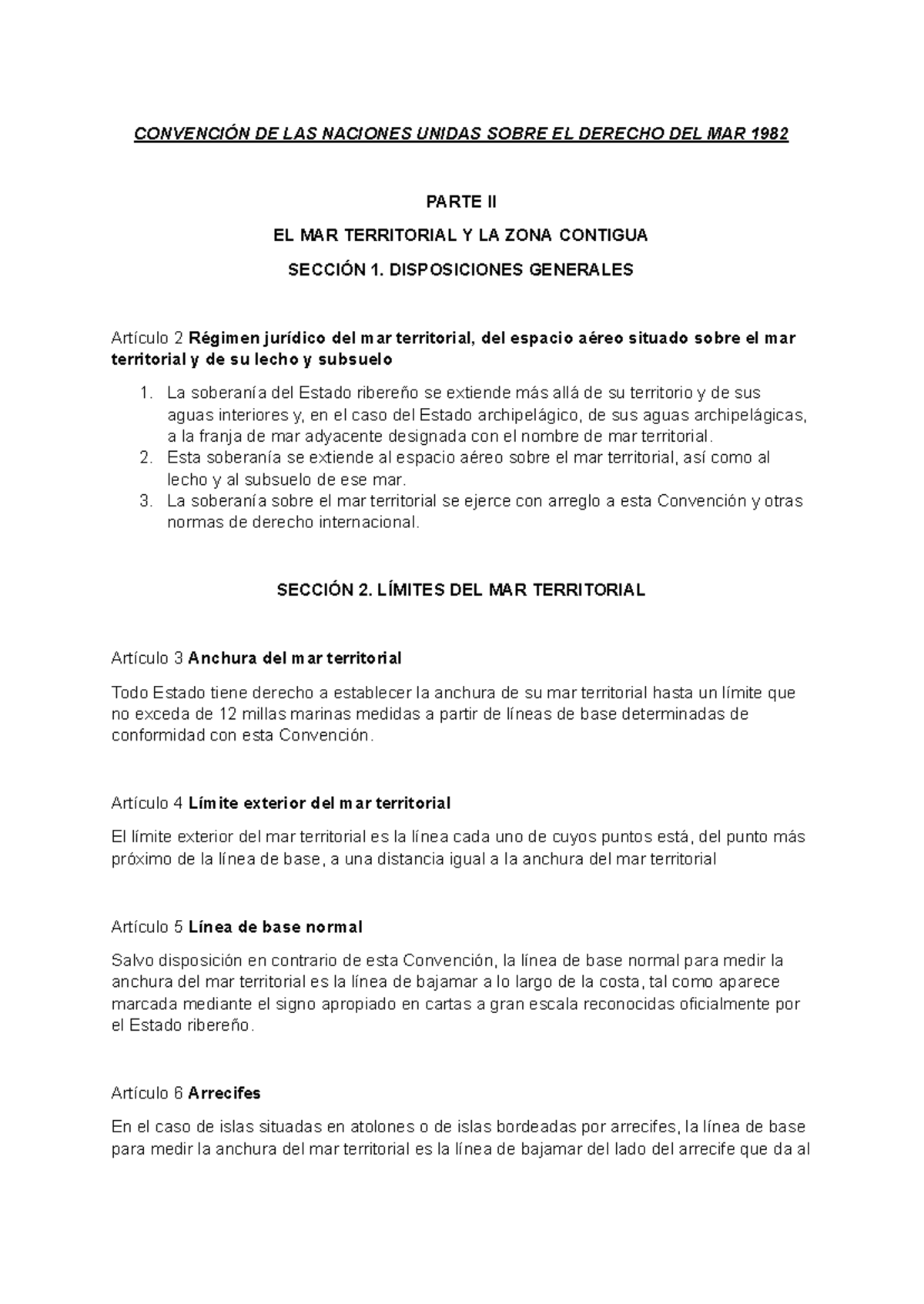 Convemar (algunos articulos) - CONVENCIÓN DE LAS NACIONES UNIDAS SOBRE ...