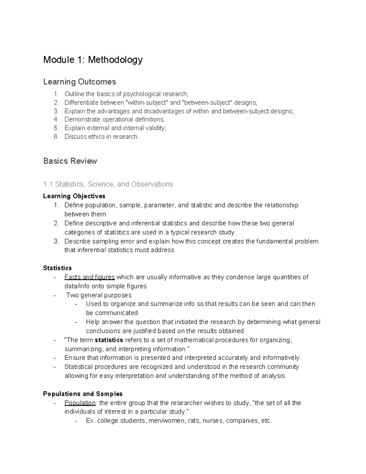 Module 1-2127 - Module 1: Methodology Learning Outcomes Outline the ...