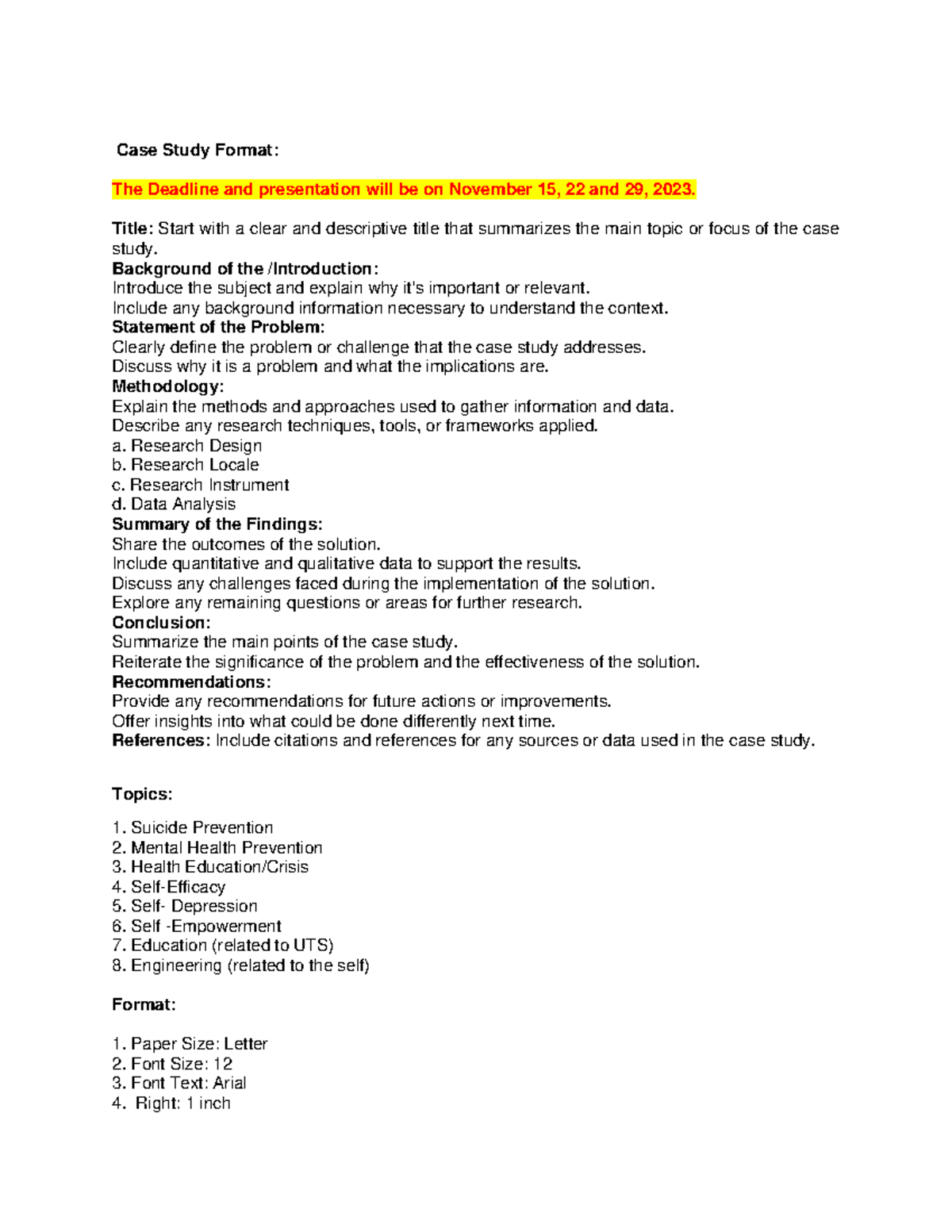 UTS Project Case Study HSJSBBSKDJWBA Case Study Format The