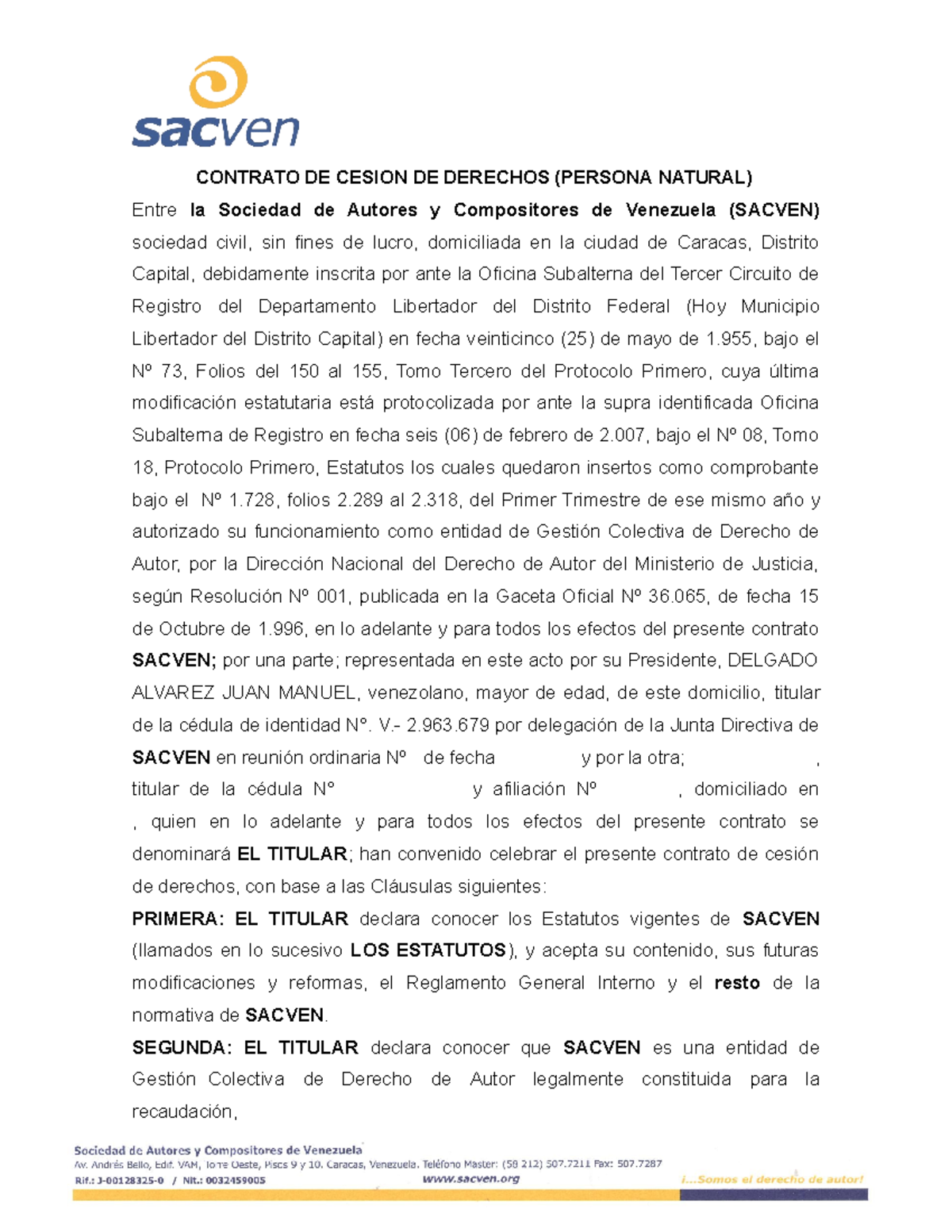 Contrato CES DERE -PN 012021 - CONTRATO DE CESION DE DERECHOS (PERSONA ...