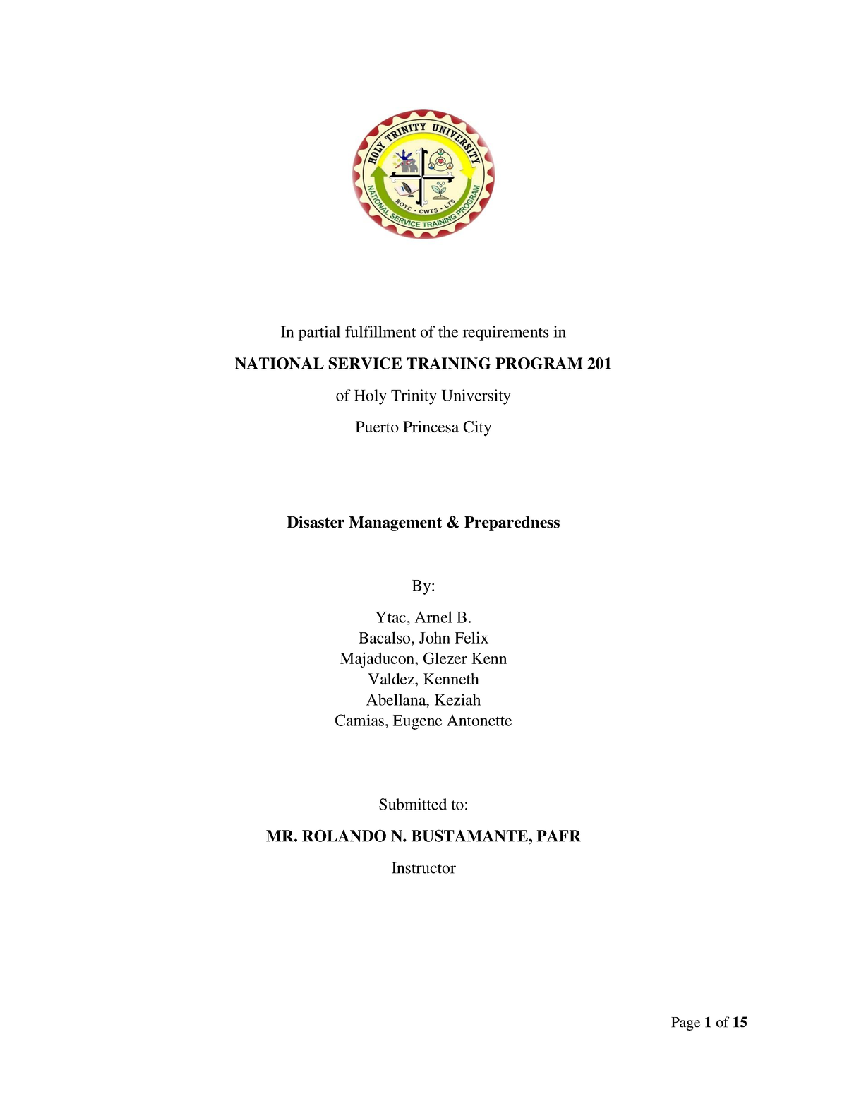 NSTP HARD COPY - In partial fulfillment of the requirements in NATIONAL ...