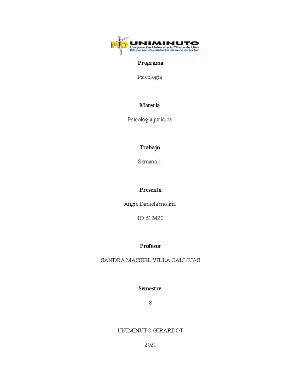 Informe - infomes - Programa Psicología Materia Psicología jurídica ...