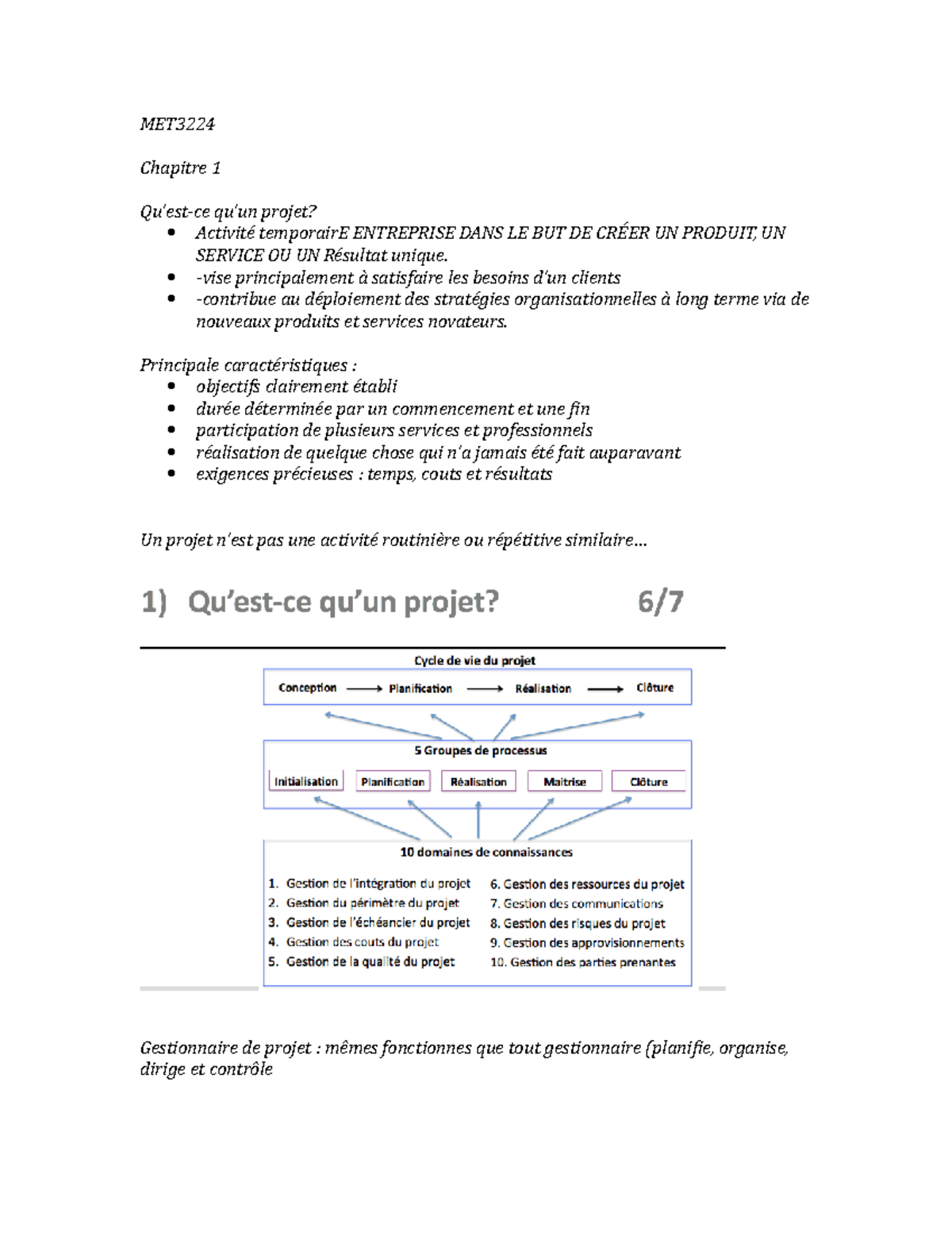 MET3224 révision - NOTE DE COURS PREMIRE CHAPITRE - MET Chapitre 1 Qu ...