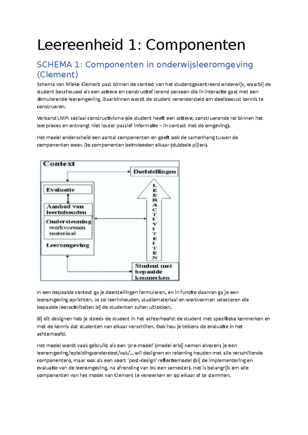 BVL-Leereenheid-1 - BVL - Leereenheid 1 - Schema's Clement En Biggs ...