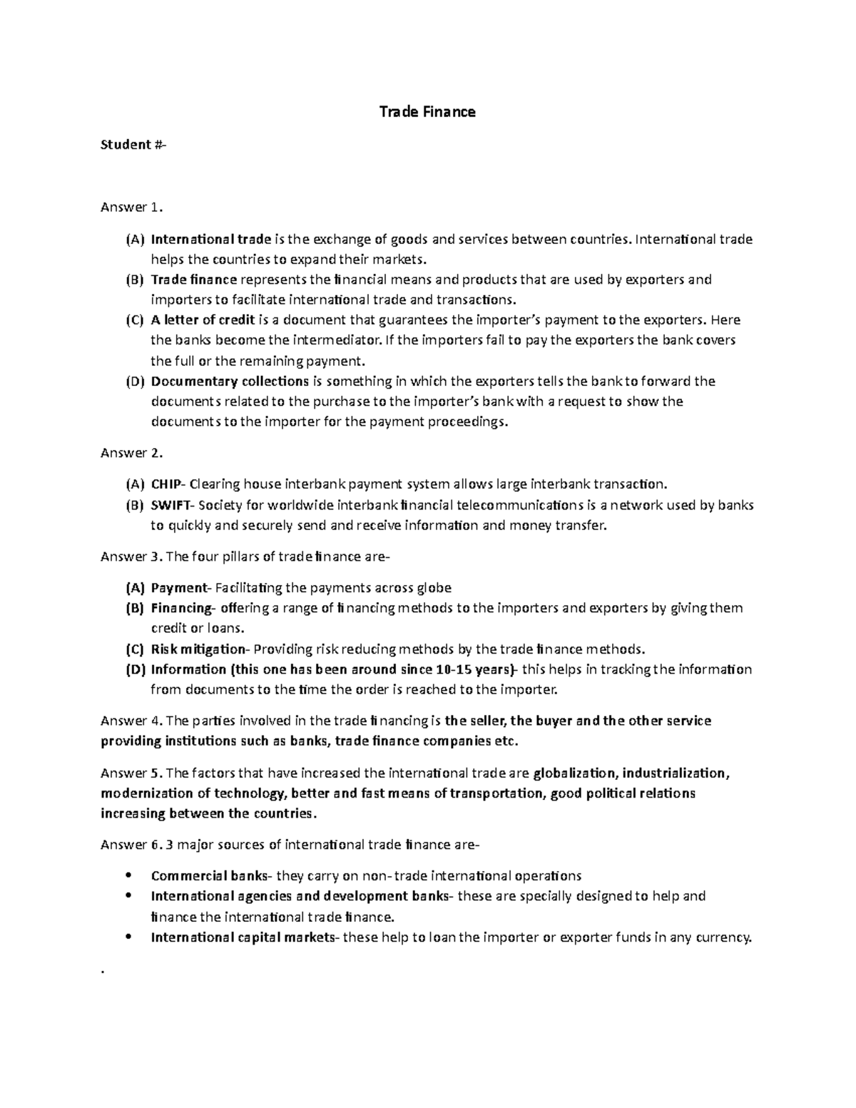 Trade Finance 1 case study international trade - Trade Finance Student ...
