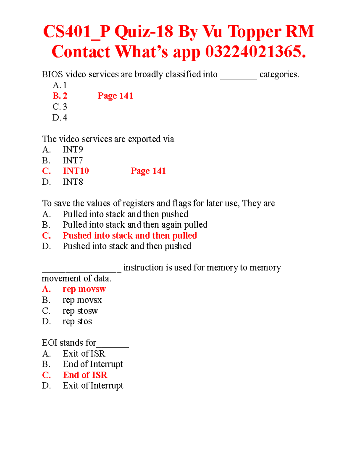 CS401 P Quiz-18 By Vu Topper RM - CS 401 _P Quiz- 18 By Vu Topper RM ...