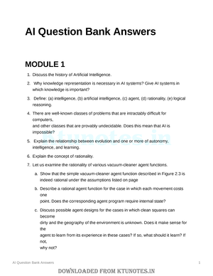 AI IMP Questions - Notes - CS 464 ARTIFICIAL INTELLIGENCE MODEL ...