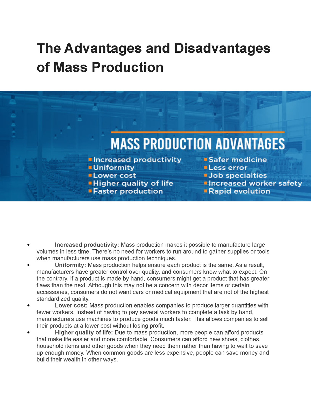 research paper on mass production