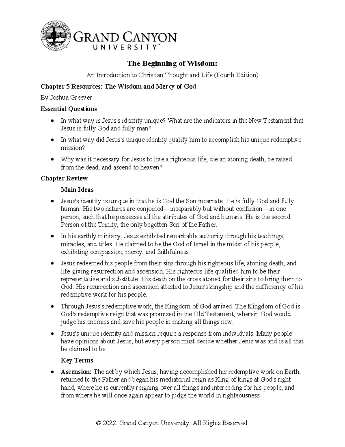 CWV V1 Ch05 The Wisdom And Mercy Of God Resources - The Beginning of ...