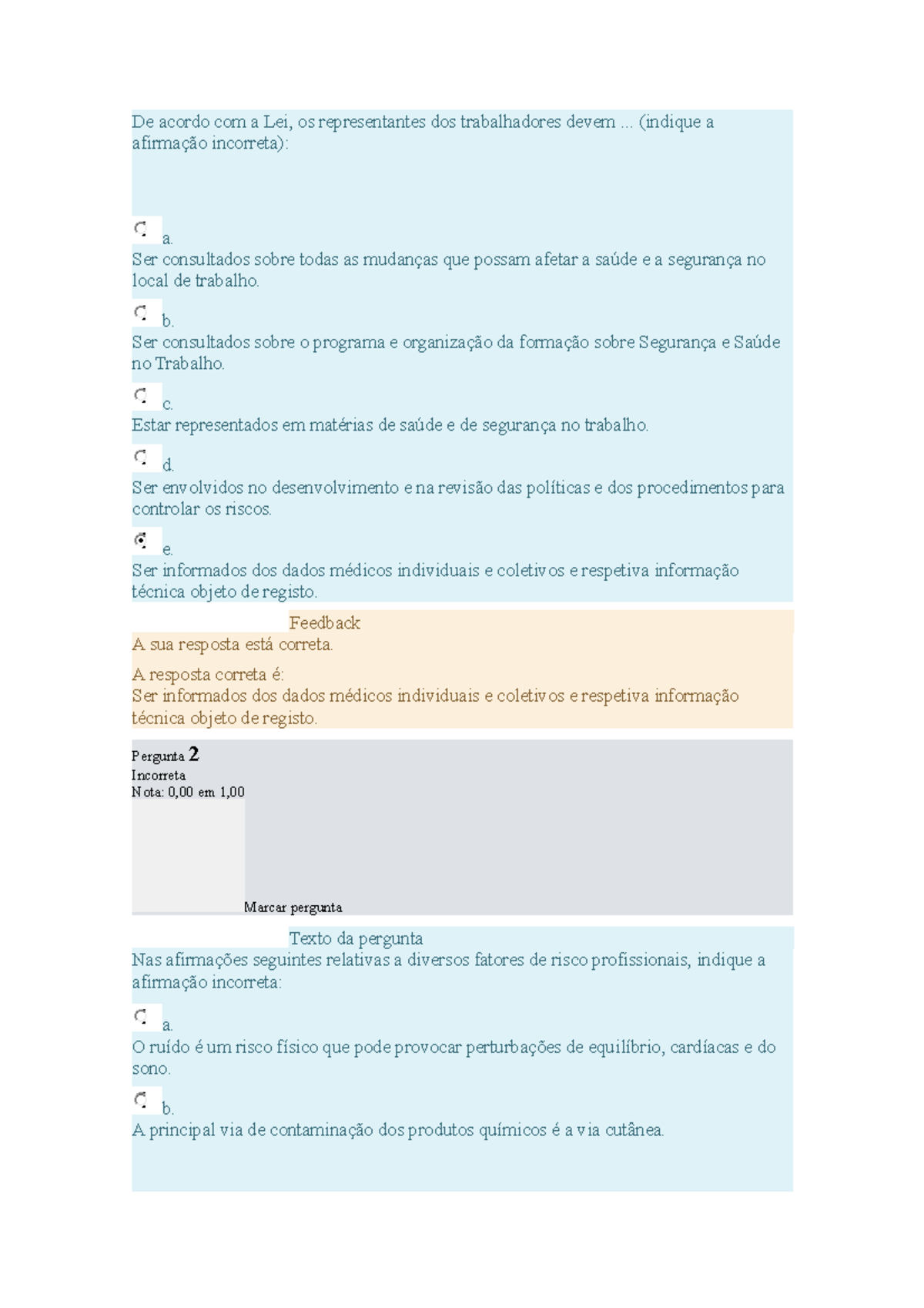 Teste HST - De acordo com a Lei, os representantes dos trabalhadores ...